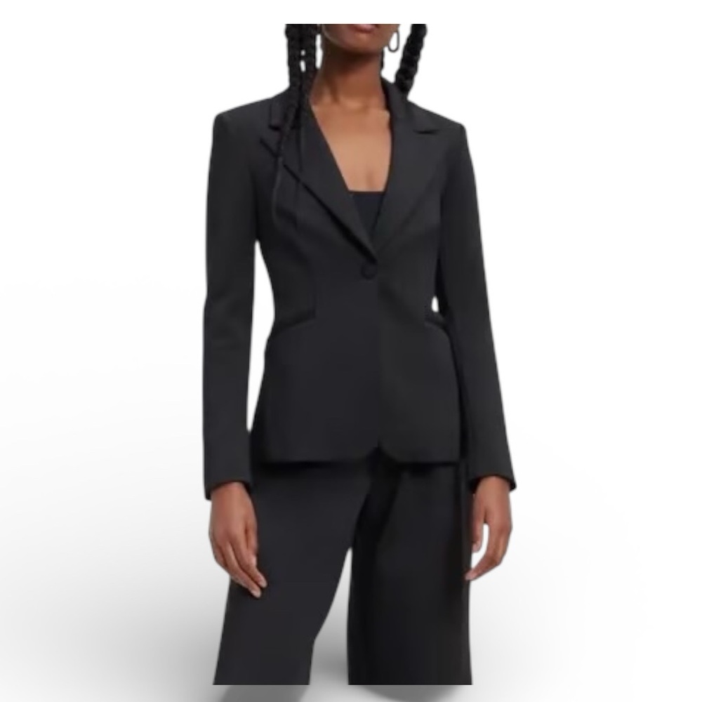 Good American Scuba Tailored Black Blazer Jacket NWT Size Small $189 GJK0112